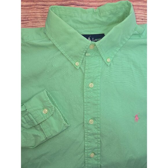 Ralph Lauren Mens Classic Fit Green Dress Shirt Size Large - Picture 4 of 8